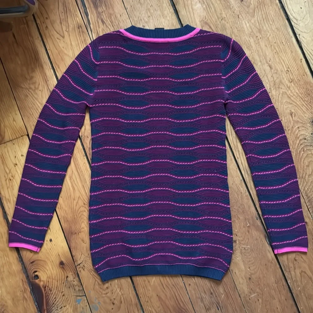 Pink Tartan blue and pink sweater sz S - Picture 2 of 10